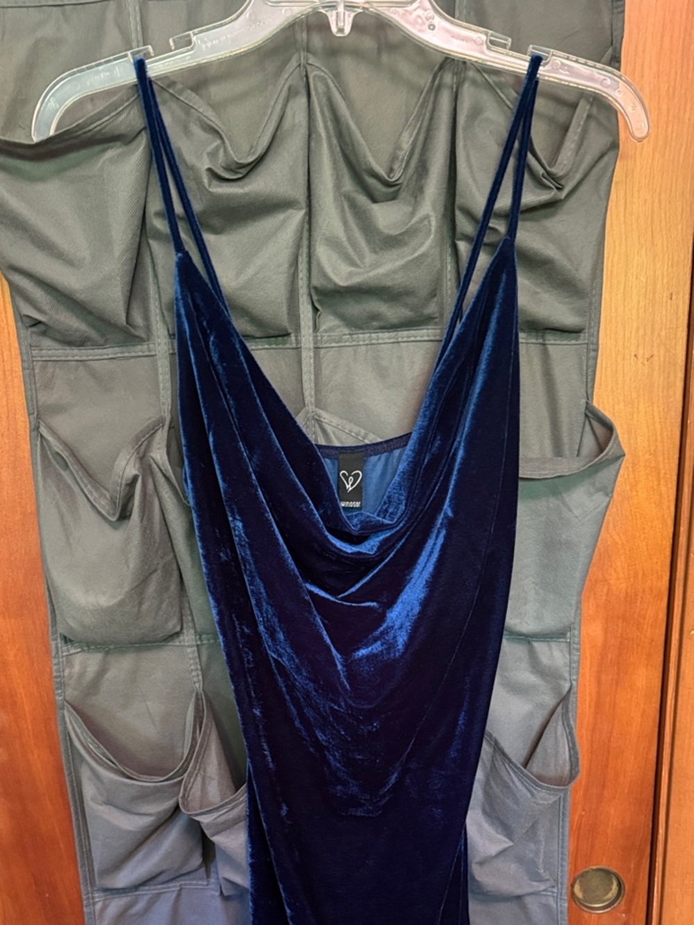 Windsor Deep Navy Velvet Cowl Slip Midi Dress